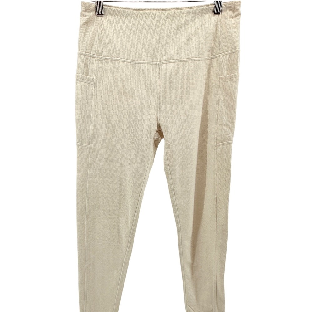 Kyodan Outdoor Womens Leggings Pants Beige Herringbone‎ Pockets G/L super soft
